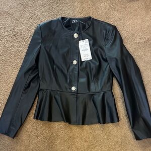 Zara Women's Elegant Black Peplum Blazer